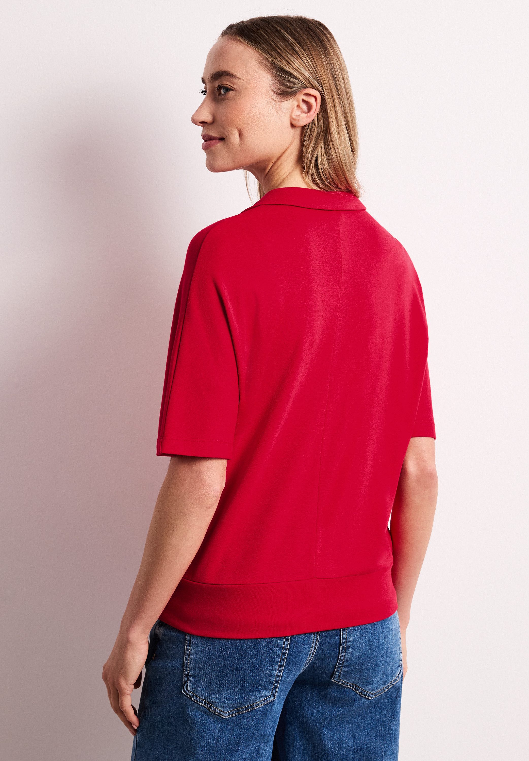STREET ONE Poloshirt Sommershirt mit breitem elastischem Bund