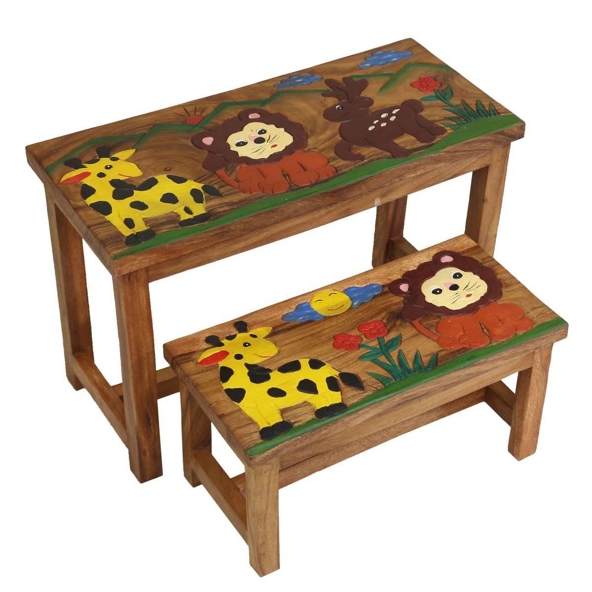 Oriental Galerie Kindertisch Kindermöbel Set Bank mit Tisch Afrika, Handarbeit