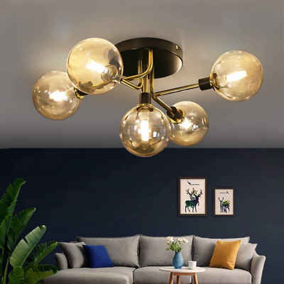 Nettlife LED Deckenleuchte Wohnzimmer 5-Flammig Glaskugeln 40W, LED wechselbar, Warmweiße, Glühbirne austauschbar
