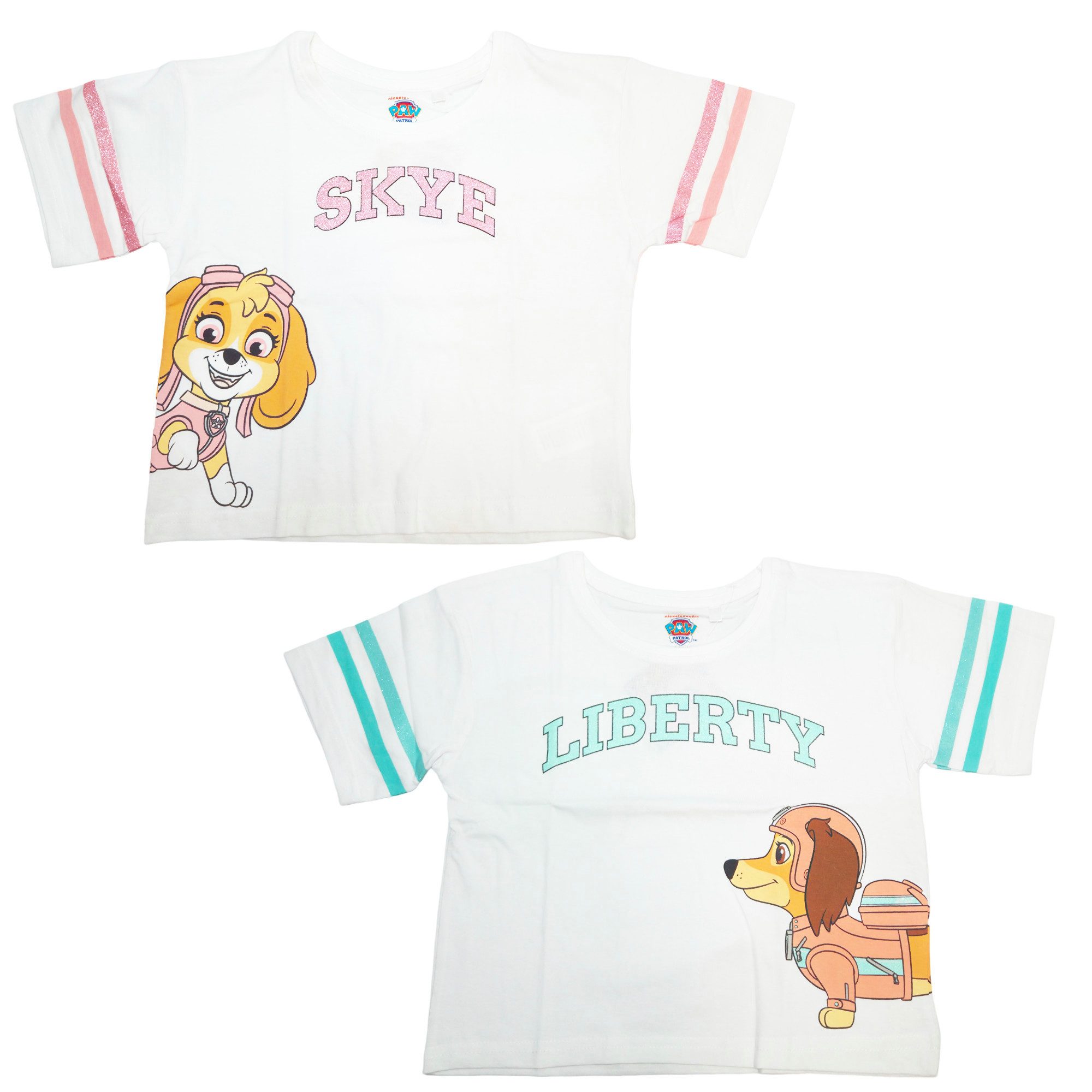 Print-Shirt Paw Patrol Skye Liberty 2er Set Kinder Mädchen T-Shirt Shirt