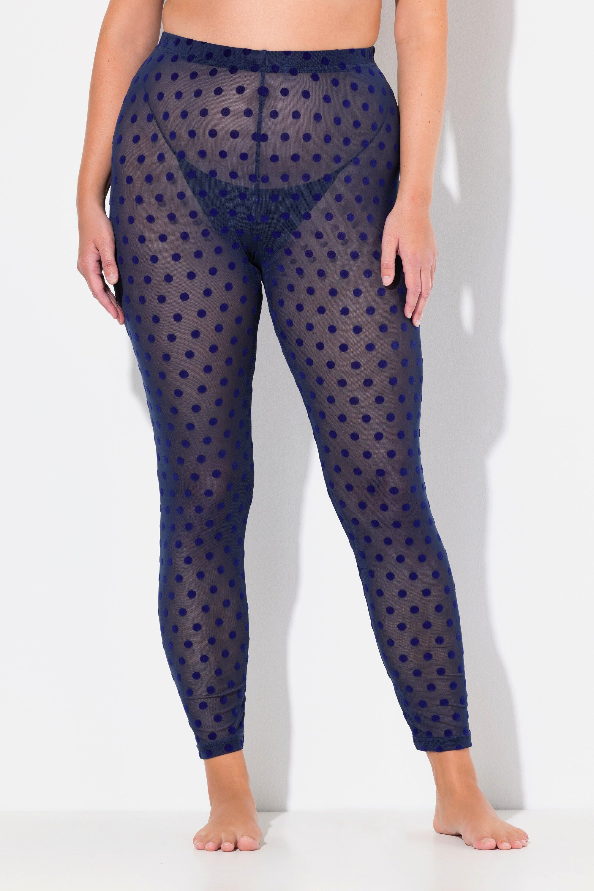 Ulla Popken Feinstrumpfhose Strumpf-Leggings Mesh Flock-Punkte günstig online kaufen