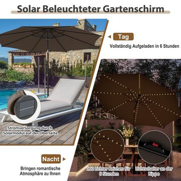 KOMFOTTEU Sonnenschirm Balkonschirm, 300 cm mit LED-Solarleuchte