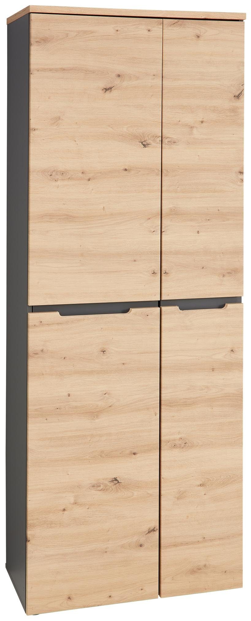 Innostyle Büromöbel-Set Komplettbüro MEMPHIS XI 9-teilig Front Artisan Eiche Korpus Graphit, (Komplett-Set, 9-tlg., 4x Schrank, 3x Regal, 1x Schreibtisch, 1x Rollcontainer)