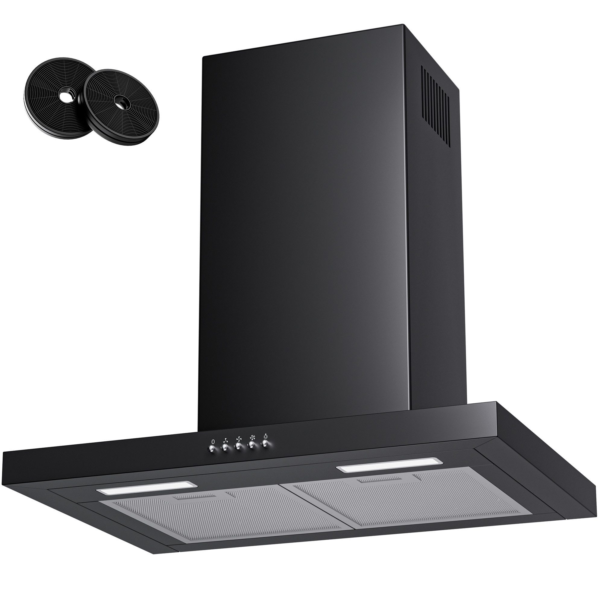 Levivo Wandhaube A++ Dunstabzugshaube 60cm Umluft & Abluft mit 380 m³/h Aktivkohlefiltern, Fettfiltern, LED-Beleuchtung