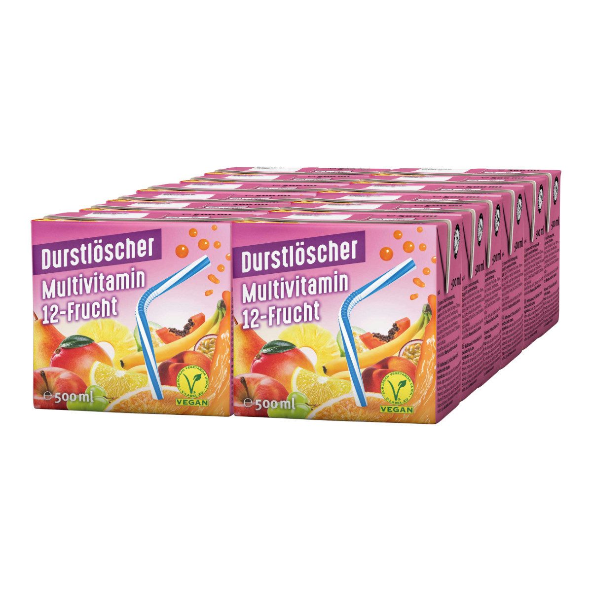 DURSTLOESCHER Softgetränk, Durstlöscher Multivitamin fruchtiges Fruchtsaftgetränk 500ml 12er Pack