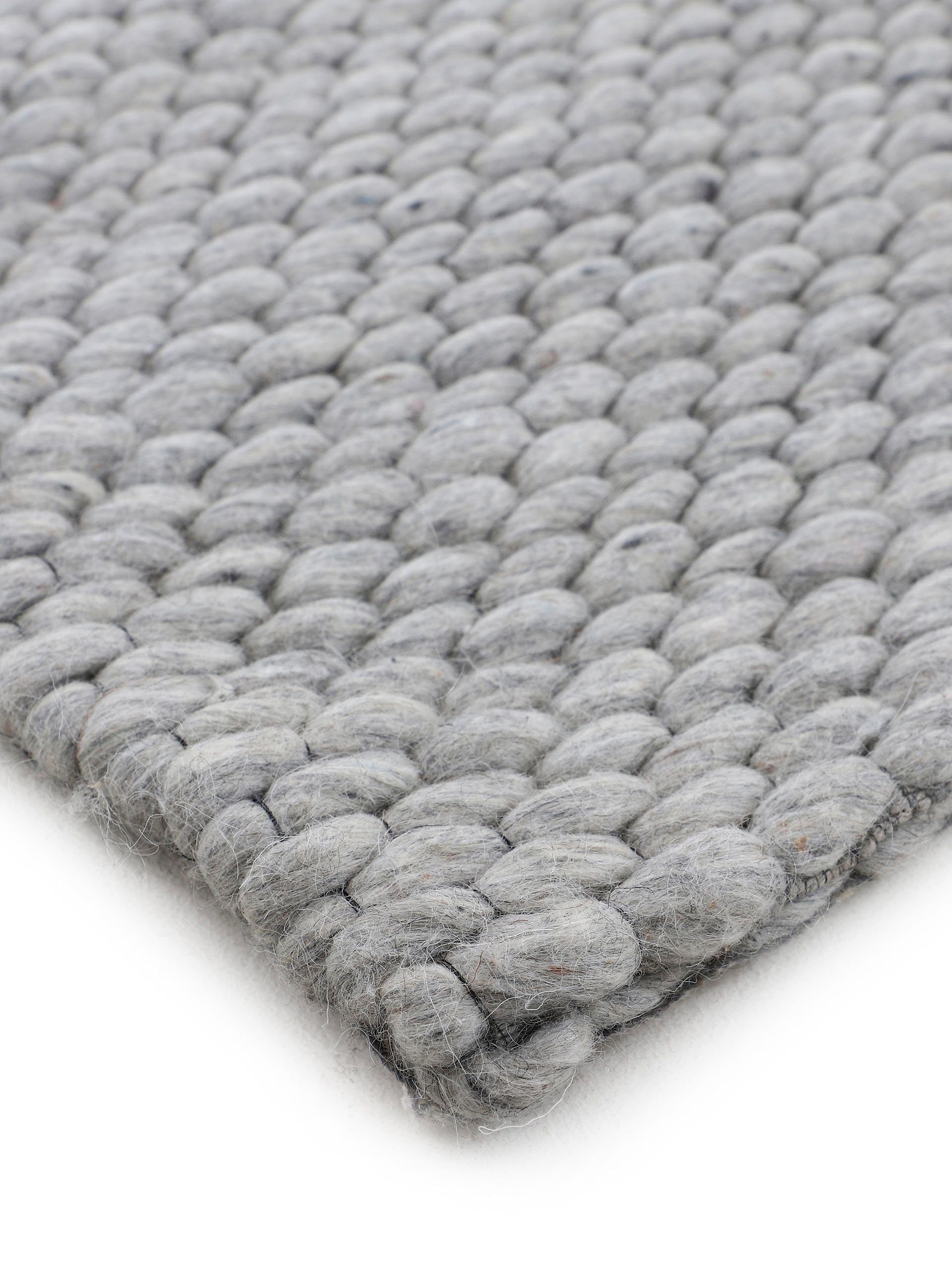 Wollteppich Sina, carpetfine, rechteckig, kuschelig Handweb grau 14 meliert, Teppich, & Höhe: Wolle, reine weich handgewebt, mm