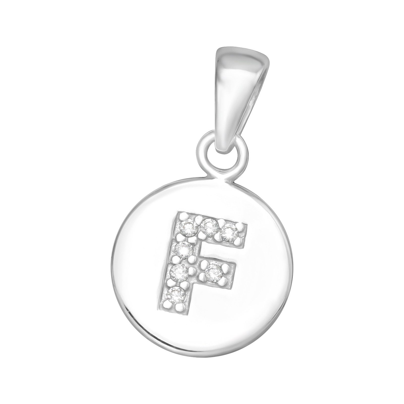 Anhänger Set Anhänger Rund mit Buchstaben Kristall Silber 925 Silber Unisex F