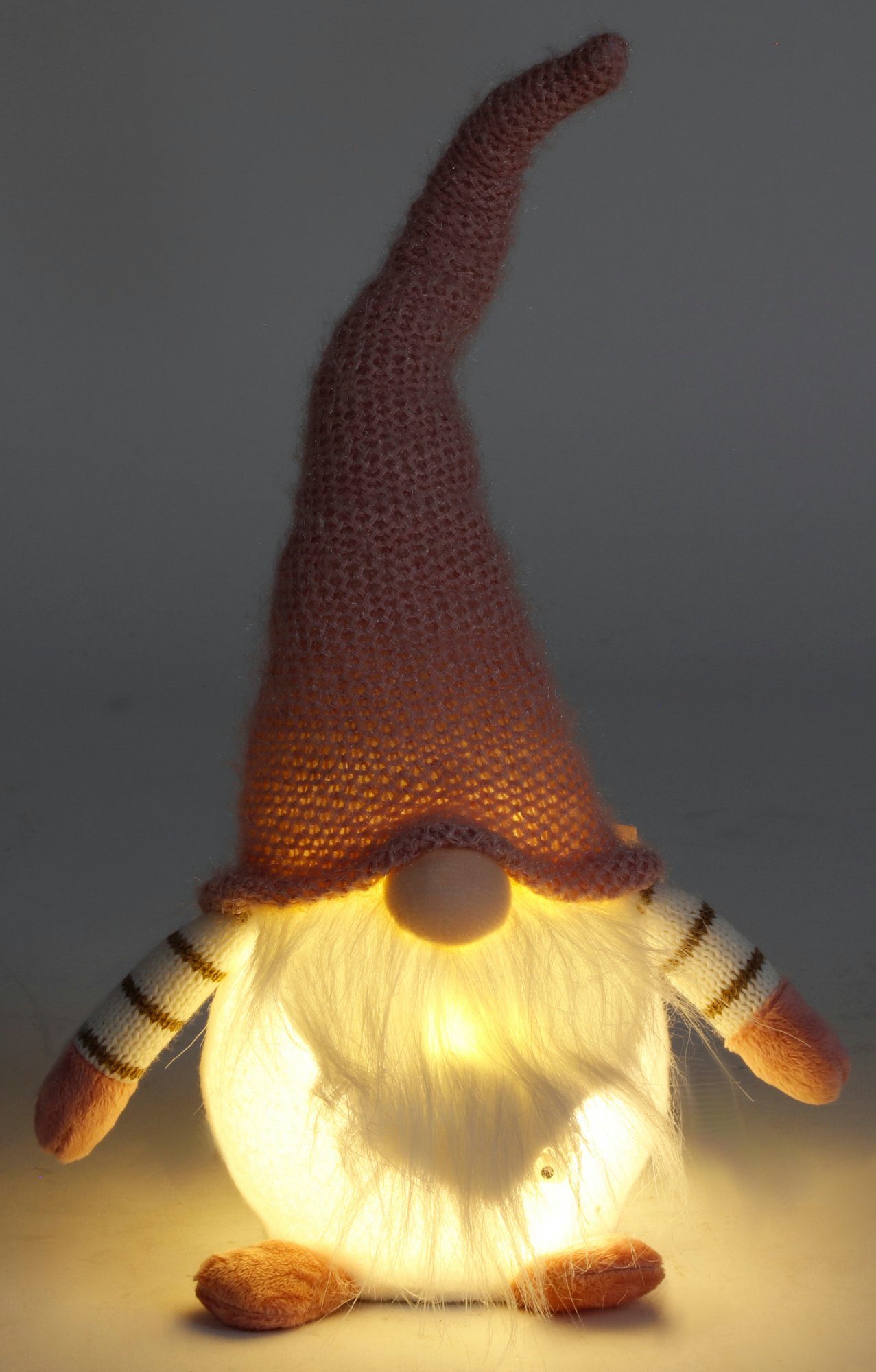 BURI LED Dekolicht Weihnachtswichtel mit leuchtendem Bauch Zipfelmütze Türstopper Zwerg n | Leuchtfiguren