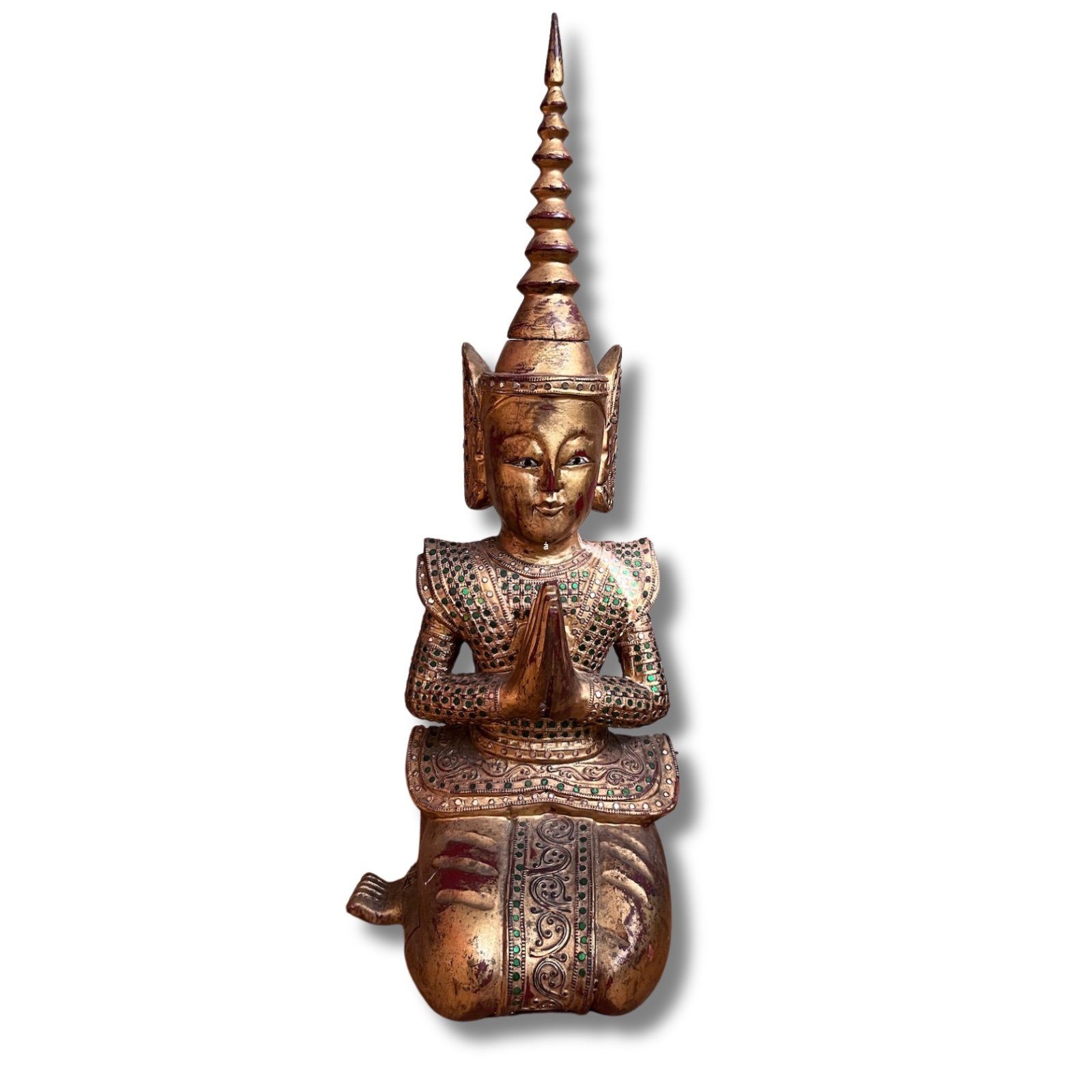 Asien LifeStyle Buddhafigur Thailändischer Tempelwächter Teppanom Holz Skulptur