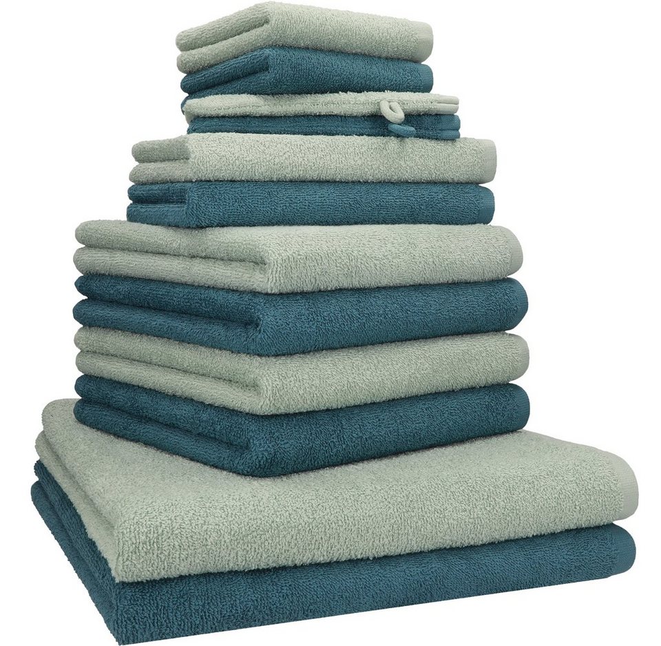 Betz Handtuch Set 12 TLG. Handtuch Set BERLIN Farbe Jade - taubenblau, 100%  Baumwolle