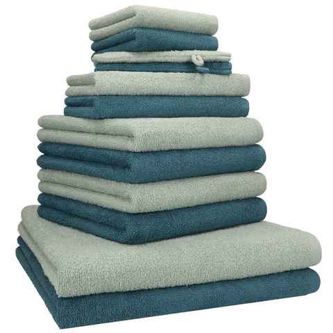 Betz Handtuch Set 12 TLG. Handtuch Set BERLIN Farbe Jade - taubenblau, 100% Baumwolle (12 Teile, 12-St)