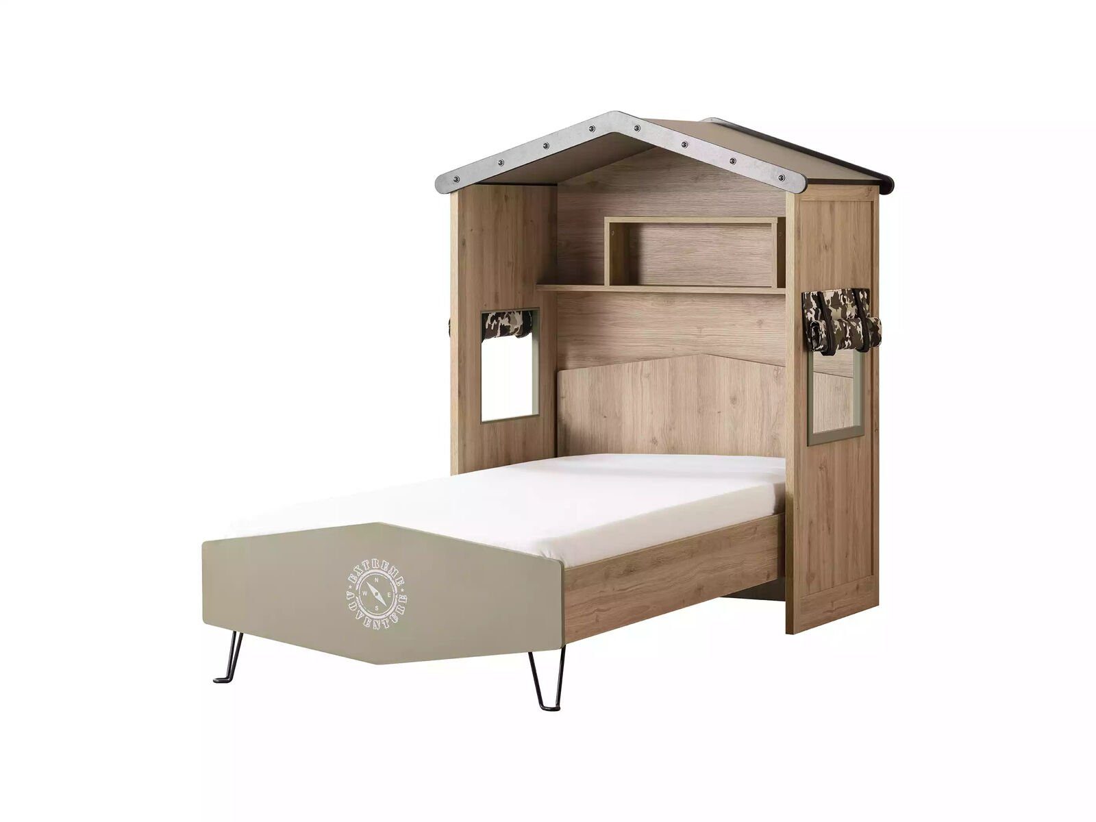 JVmoebel Jugendzimmer-Set Garnitur 3tlg Holz Made Bett + Set, (3-St., Grün Nachttisch in Kinderzimmer Kommode), Bett Europe Kommode Nachttisch 
