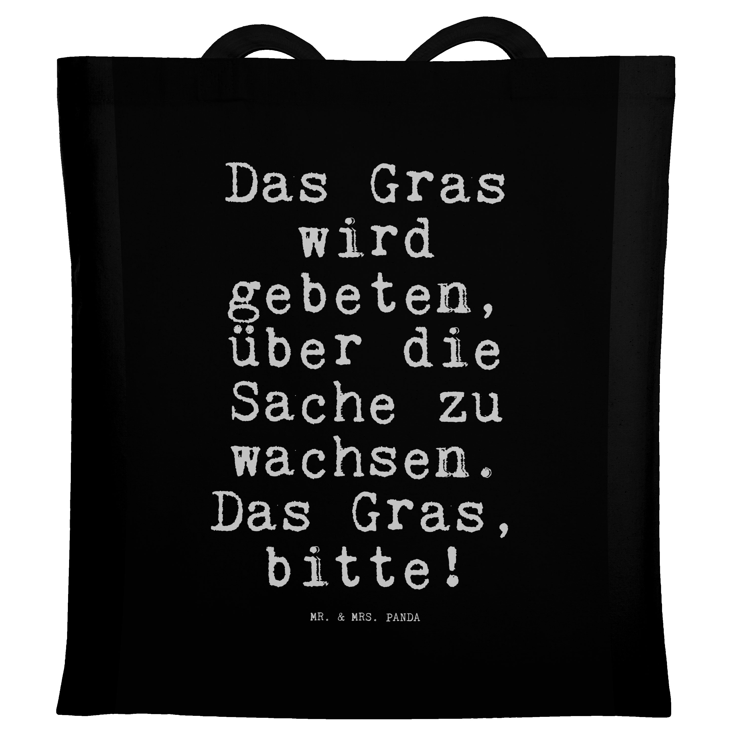 Mr. & Mrs. Panda Tragetasche Das Gras wird gebeten,... - Schwarz - Geschenk, Trostpflaster, Spruch (1-tlg)