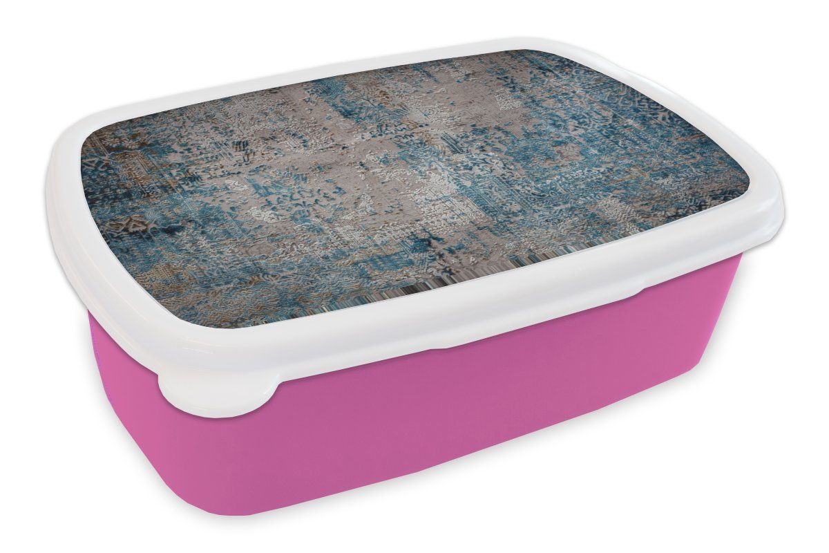 MuchoWow Lunchbox Teppiche Wohnzimmer - Teppiche - Muster, Kunststoff, (2-tlg), Brotbox für Erwachsene, Brotdose Kinder, Snackbox, Mädchen, Kunststoff rosa