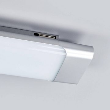 Arcchio LED Deckenleuchte Vinca, LED-Leuchtmittel fest verbaut, universalweiß, Modern, Polycarbonat, Aluminium, weiß, silber, 1 flammig, inkl.