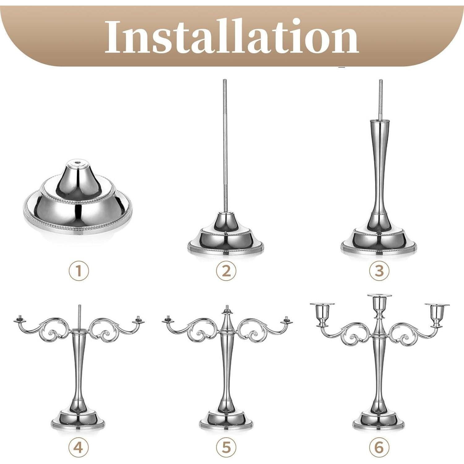 LuxusKollektion Kerzenleuchter Aluminum Kerzenständer Silber 3-armig Hochzeit Esstisch Deko 11*27cm