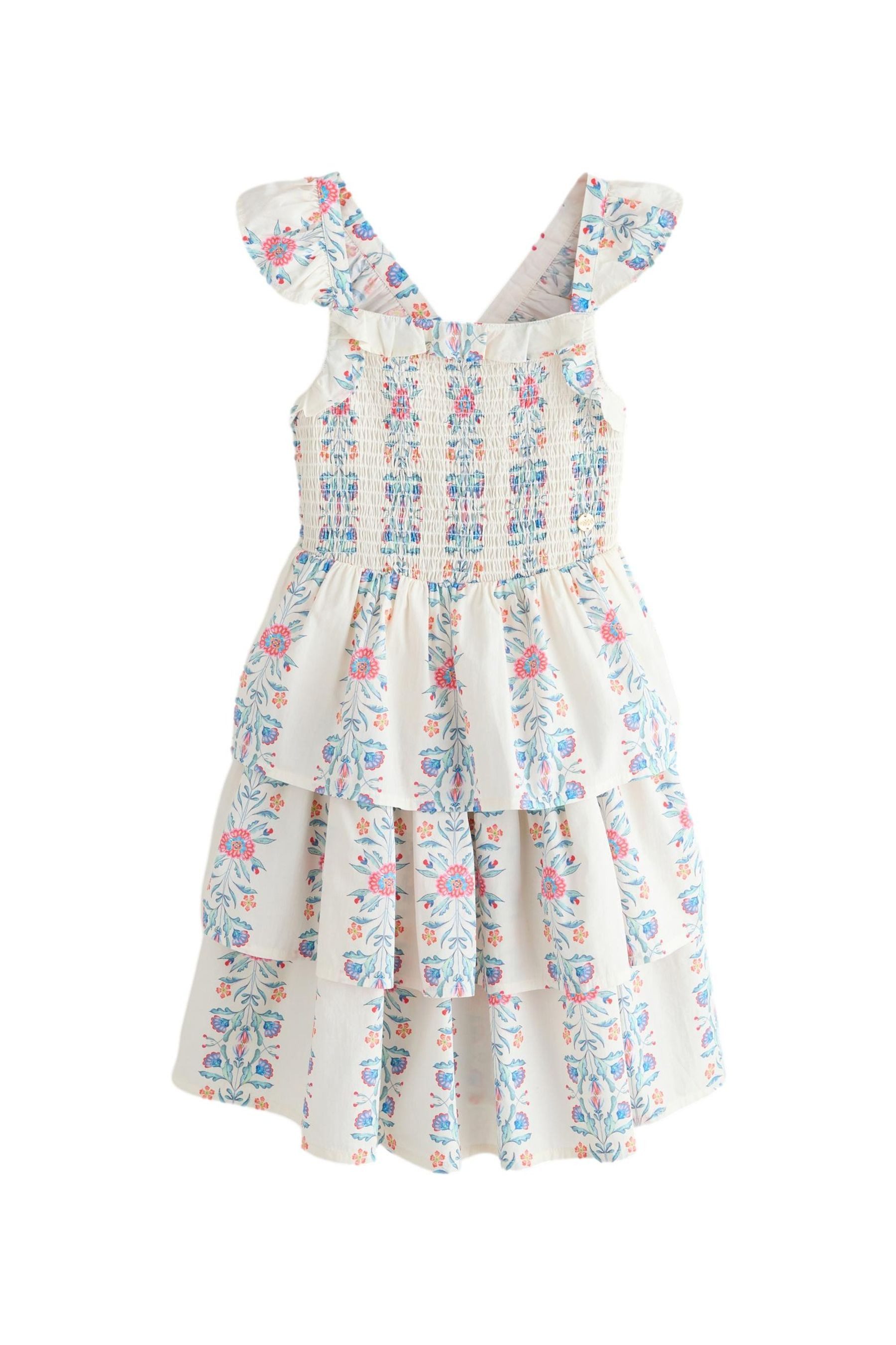 Volantkleid Laura Ashley gestuftes Kleid mit X-Trägern