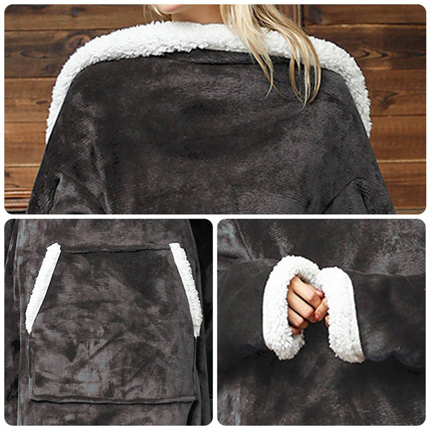 MAGICSHE schwarz Ärmeln, Lambswool, aus Sherpa-Decke mit Wohndecke TV-Decke