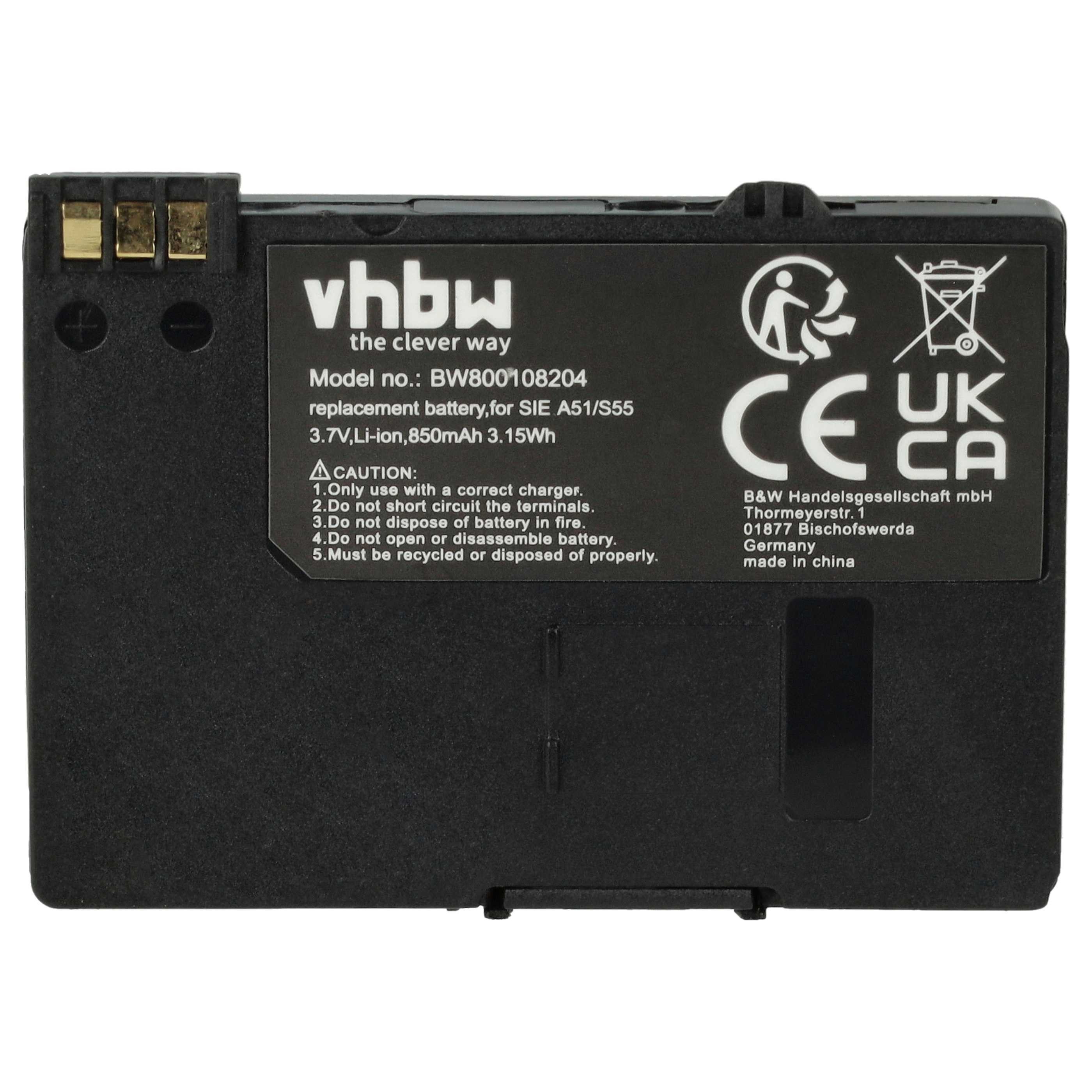 Vhbw Batería Compatible Con Siemens Gigaset SL37H, 4015 Micro, S44, S440, S445, SL1, SL100, SL150 Teléfono (850 MAh, 3,7 V, Li-Ion