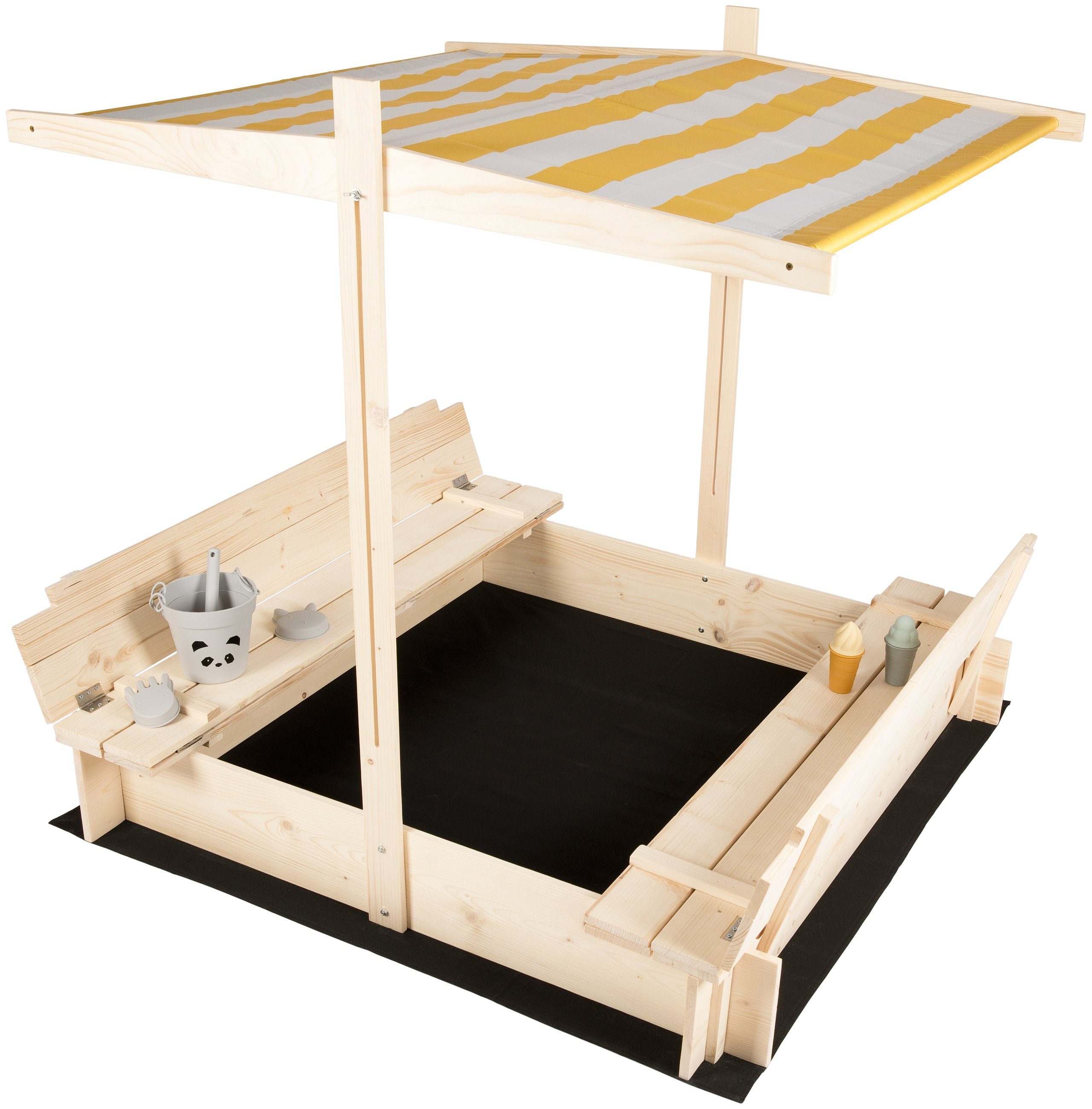 needs&wants® Sandkasten »mit Abdeckung Dach Deckel Sitzbank und Boden