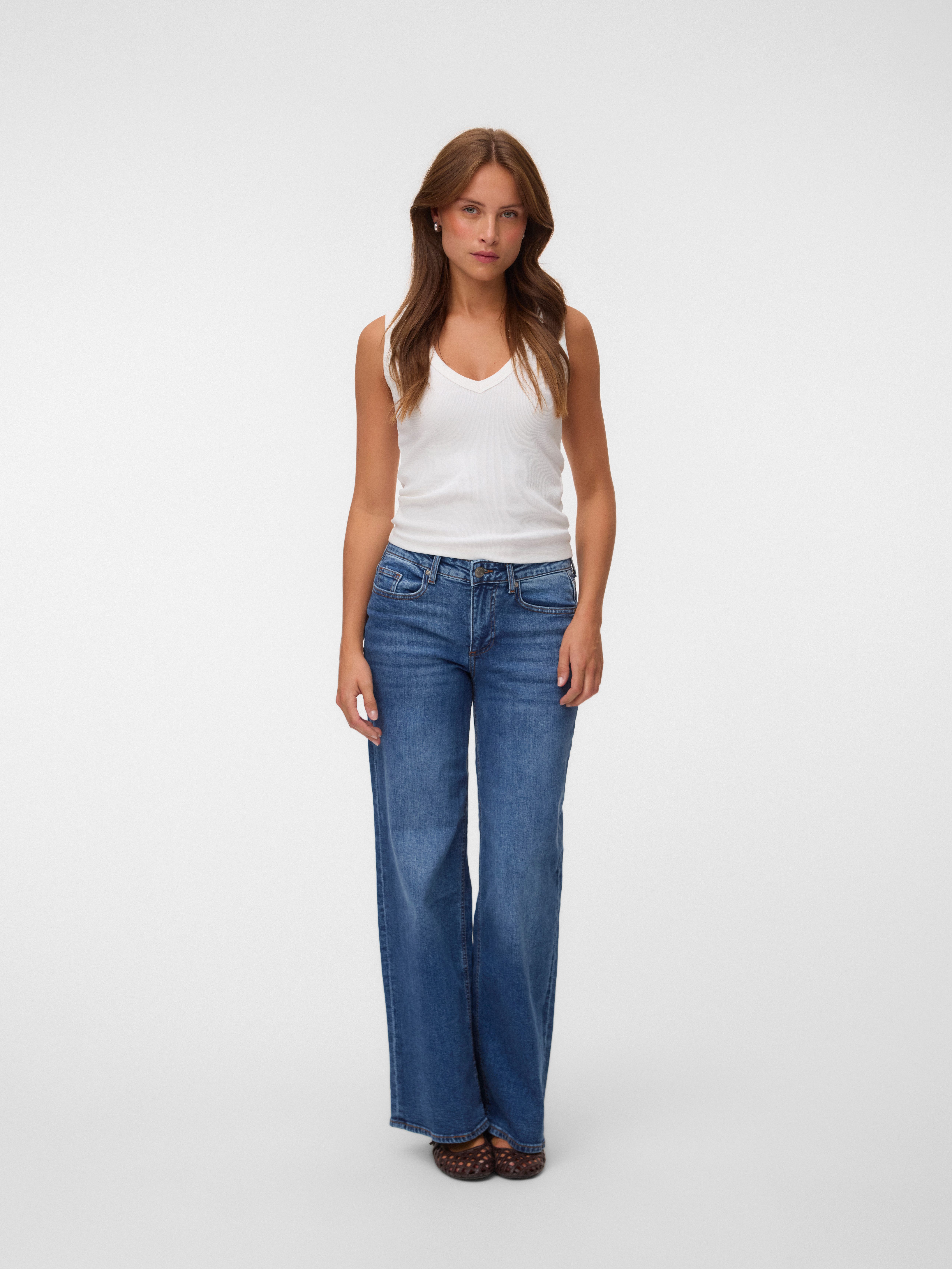 Vero Moda Weite Jeans VMSANDIE-STRETCH MR WIDE JNS RA3087 NOOS Baumwollmischung, wide fit, mid rise – Bild 4 von 5