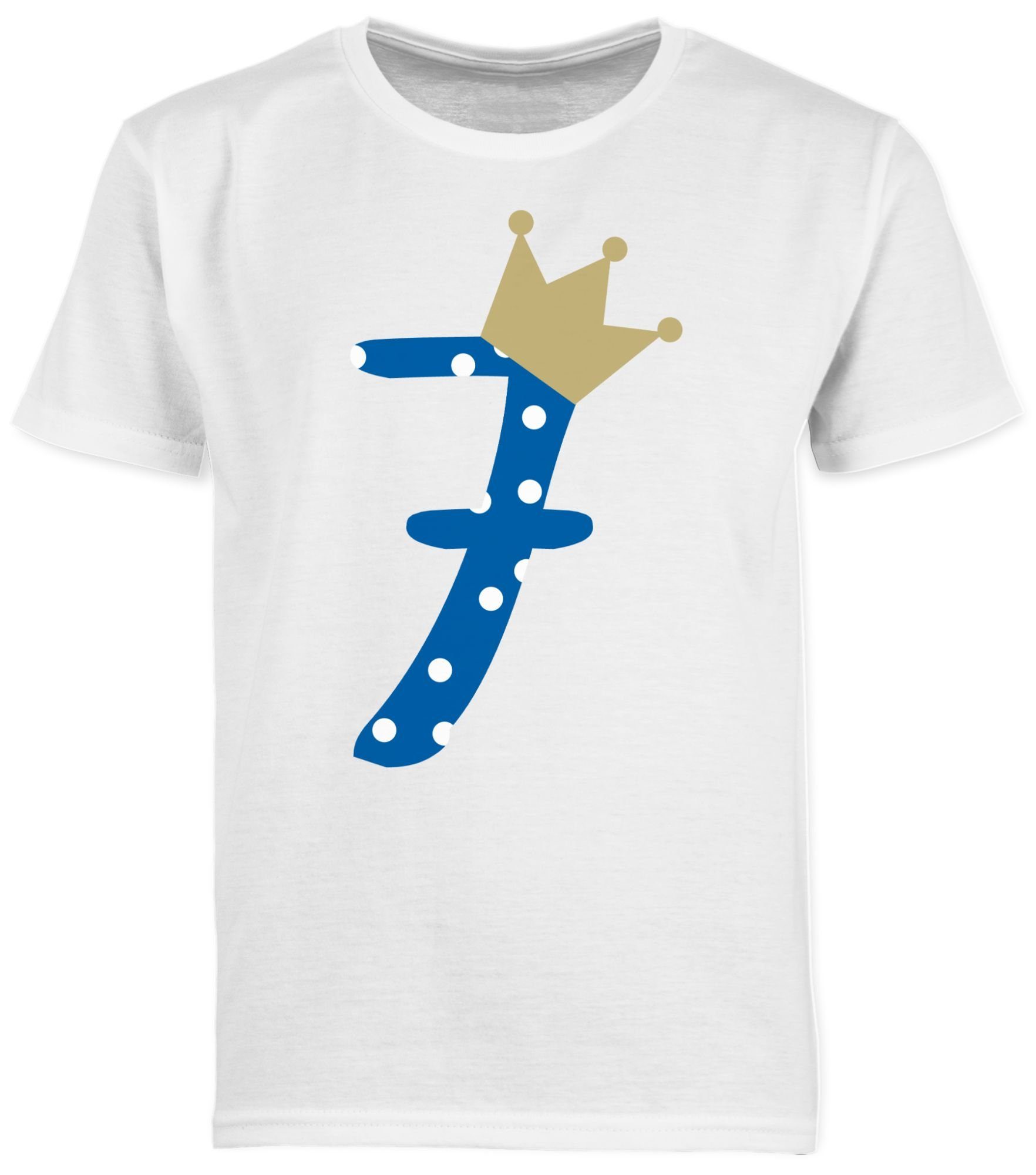 Weiß Sieben Geburtstag T-Shirt 7. 2 Junge Shirtracer Siebter Krone