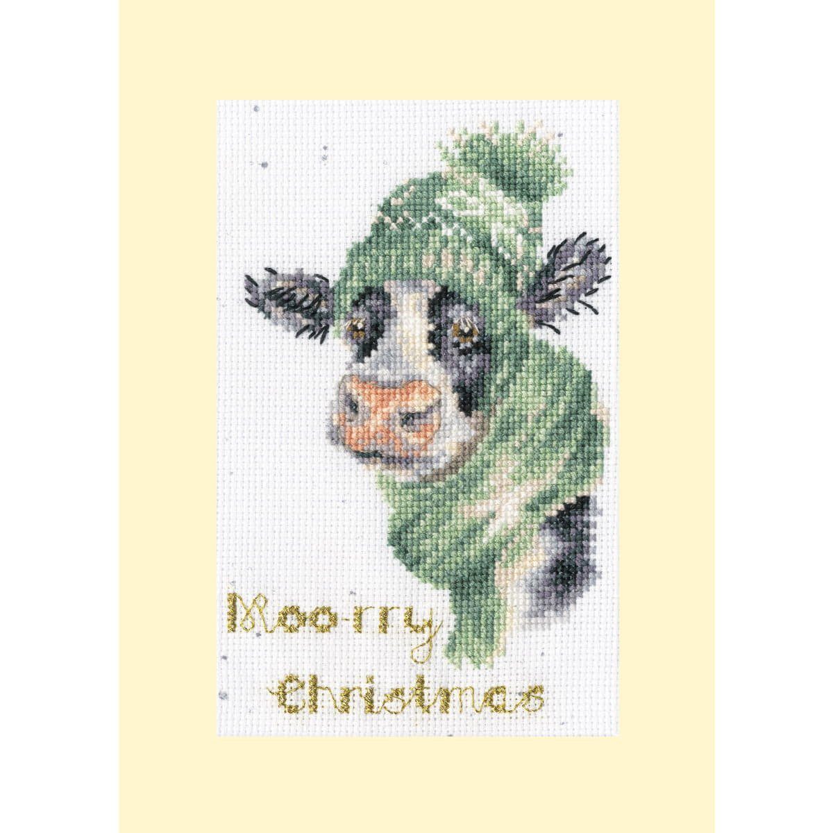 Bothy Threads Kreativset Bothy Threads Grußkarte Kreuzstich Stickpackung "Moo-rry Weihnachten", (embroidery kit by Marussia)