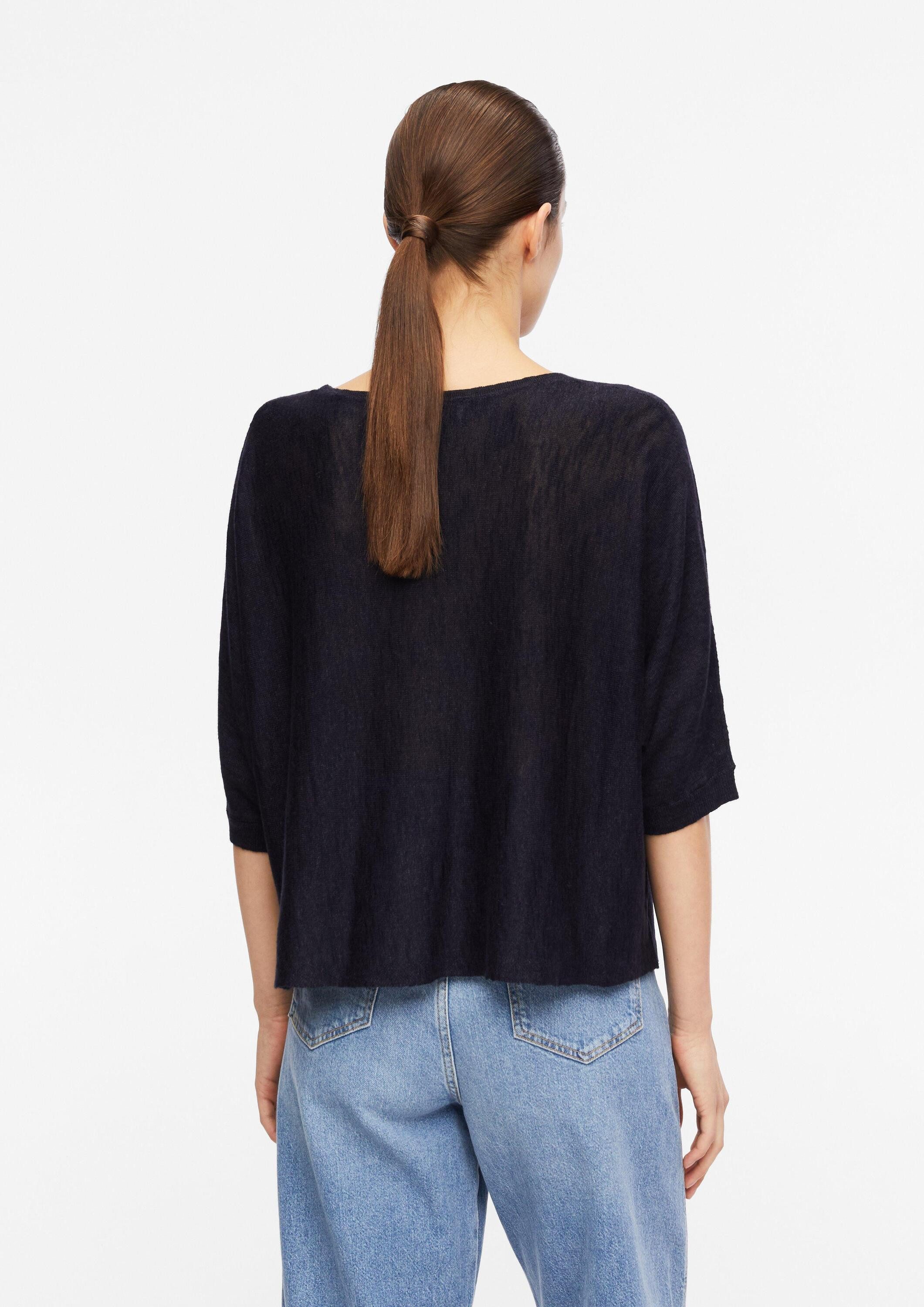 comma Poncho Indoor-Poncho Lockerer Feinstrickpullover aus Leinenmix