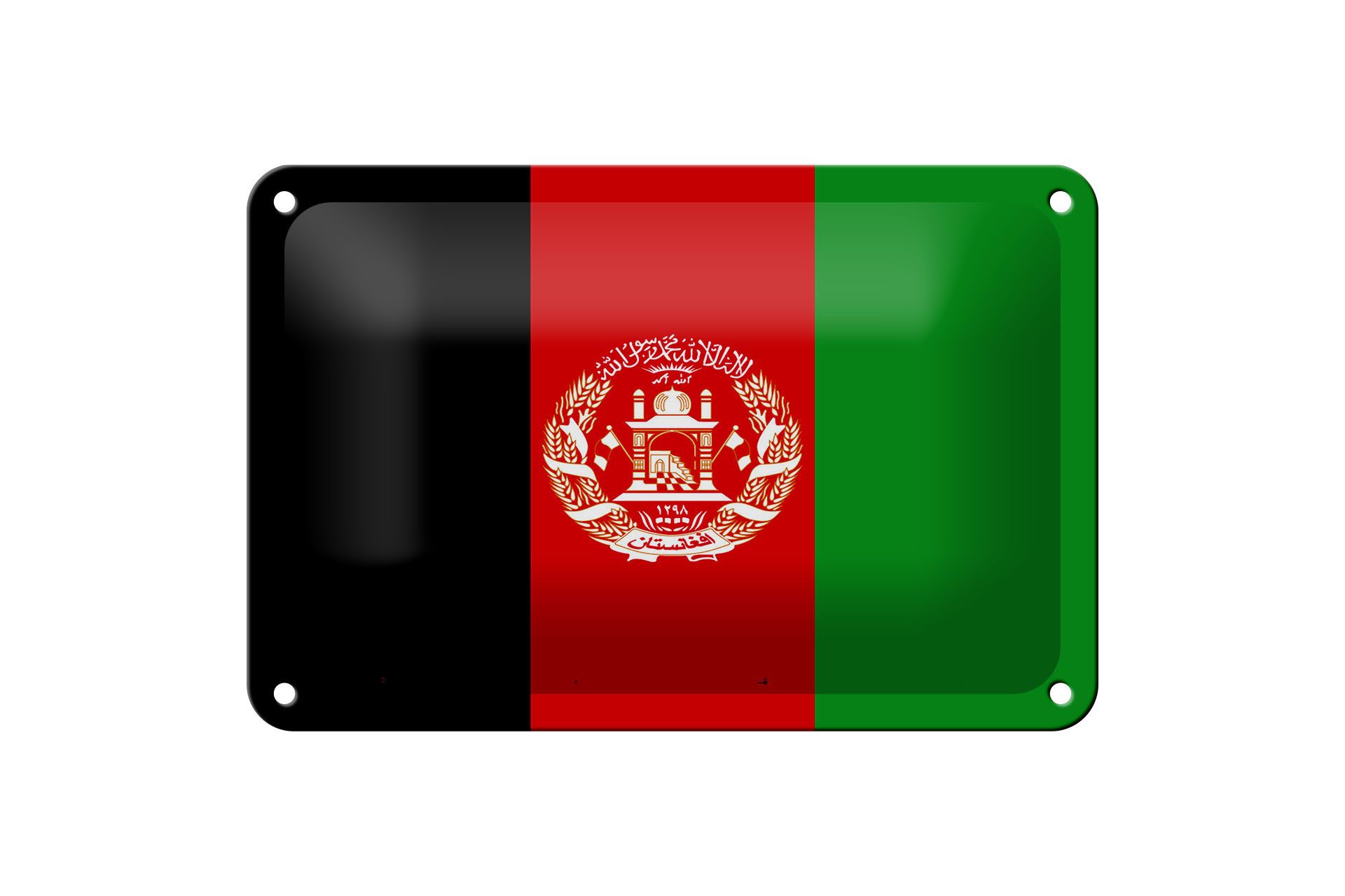 Femer GmbH Metallschild Flagge Afghanistans 18x12cm Flag of Afghanistan, (1 St), gewölbte Oberfläche, abgerundete Ecken, umgeschlagene Kanten