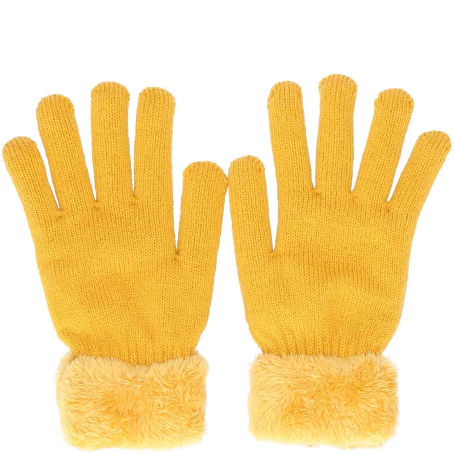 Antonio Strickmütze Antonio Damen Winter Fingerhandschuhe Teddy Futter yellow (1-St)