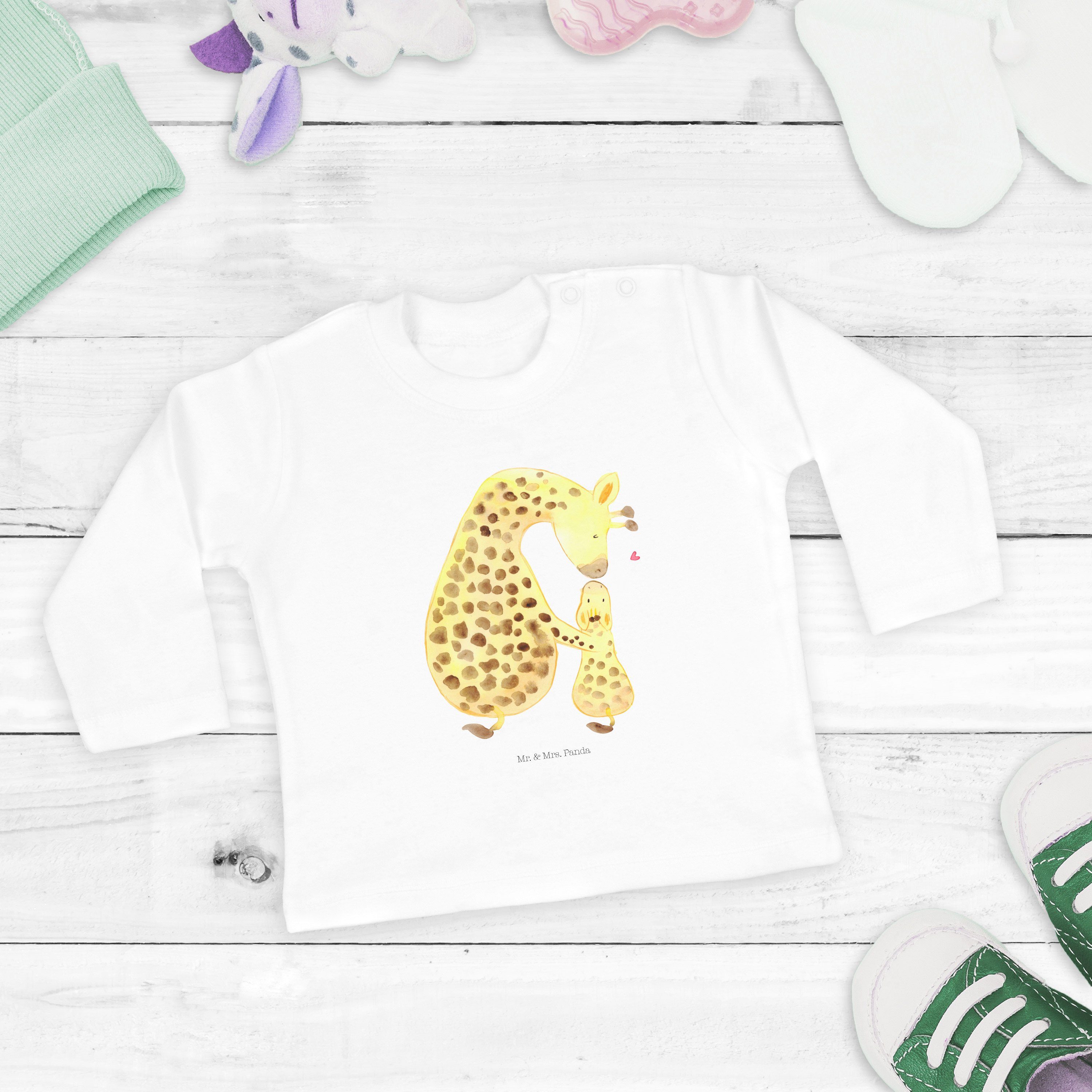 Mr. & Mrs. Panda Mama, - mit Wildtiere, Kleidung Strampler Geschenk, Kind Mutter, - (1-tlg) Giraffe Weiß