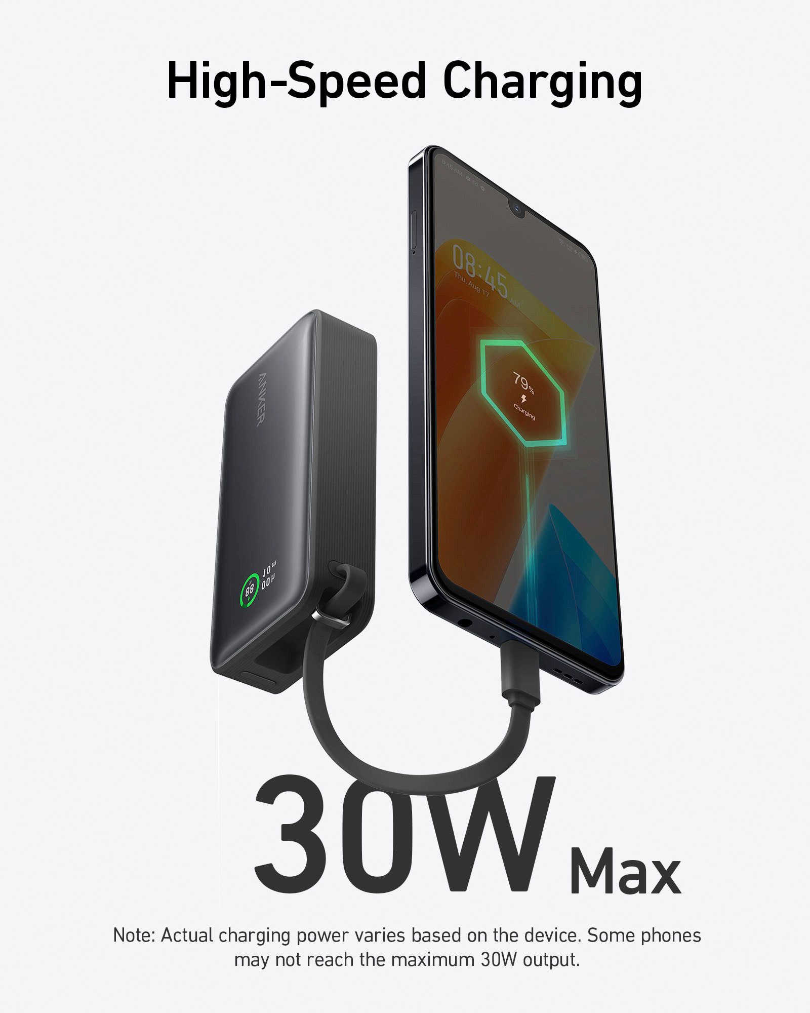Anker Nano Power Bank (30 W, integriertes USB-C-Kabel) Powerbank