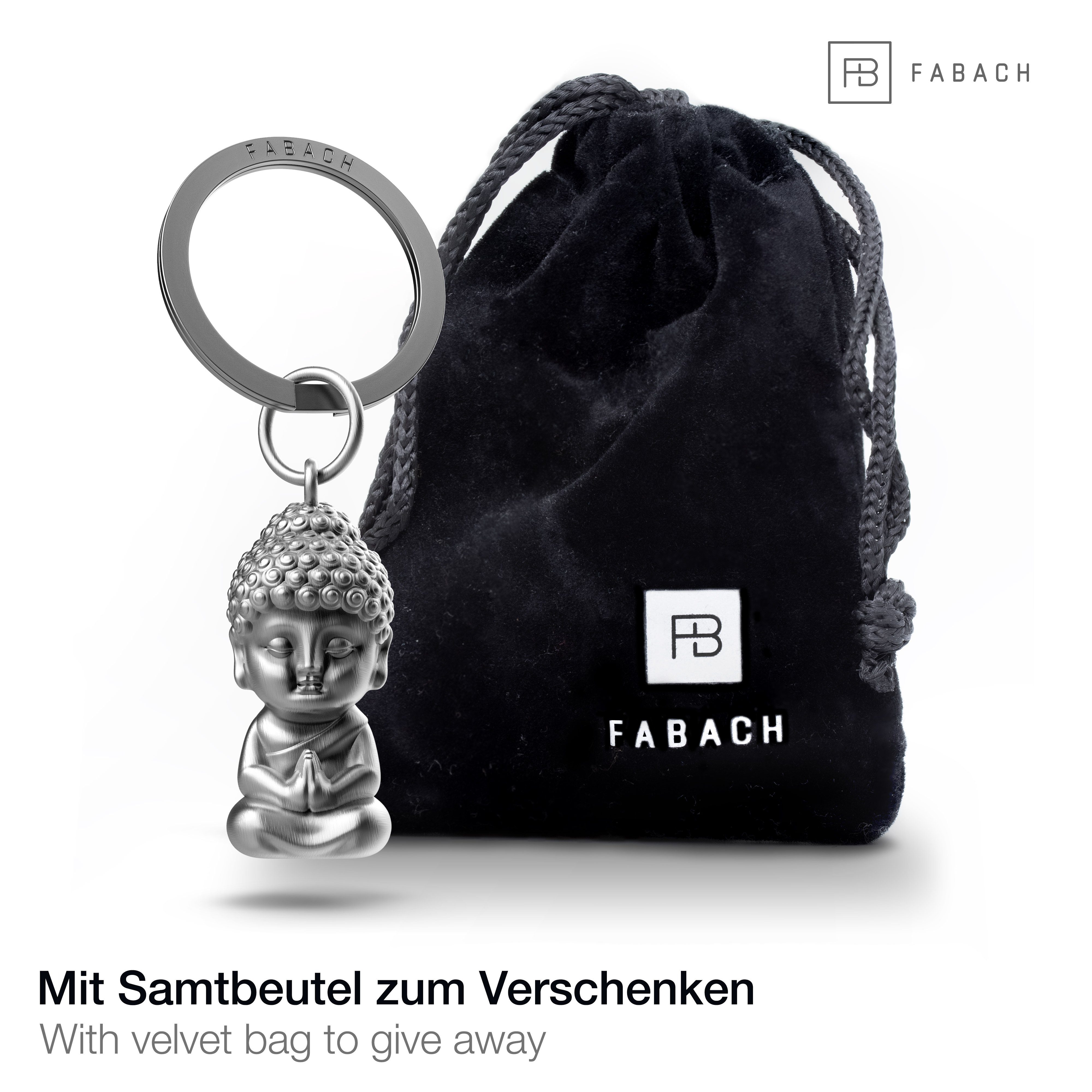 FABACH Schlüsselanhänger Buddha aus Glücksbringer Metall Mini-Buddha - Karma Silber Anhänger - Antique