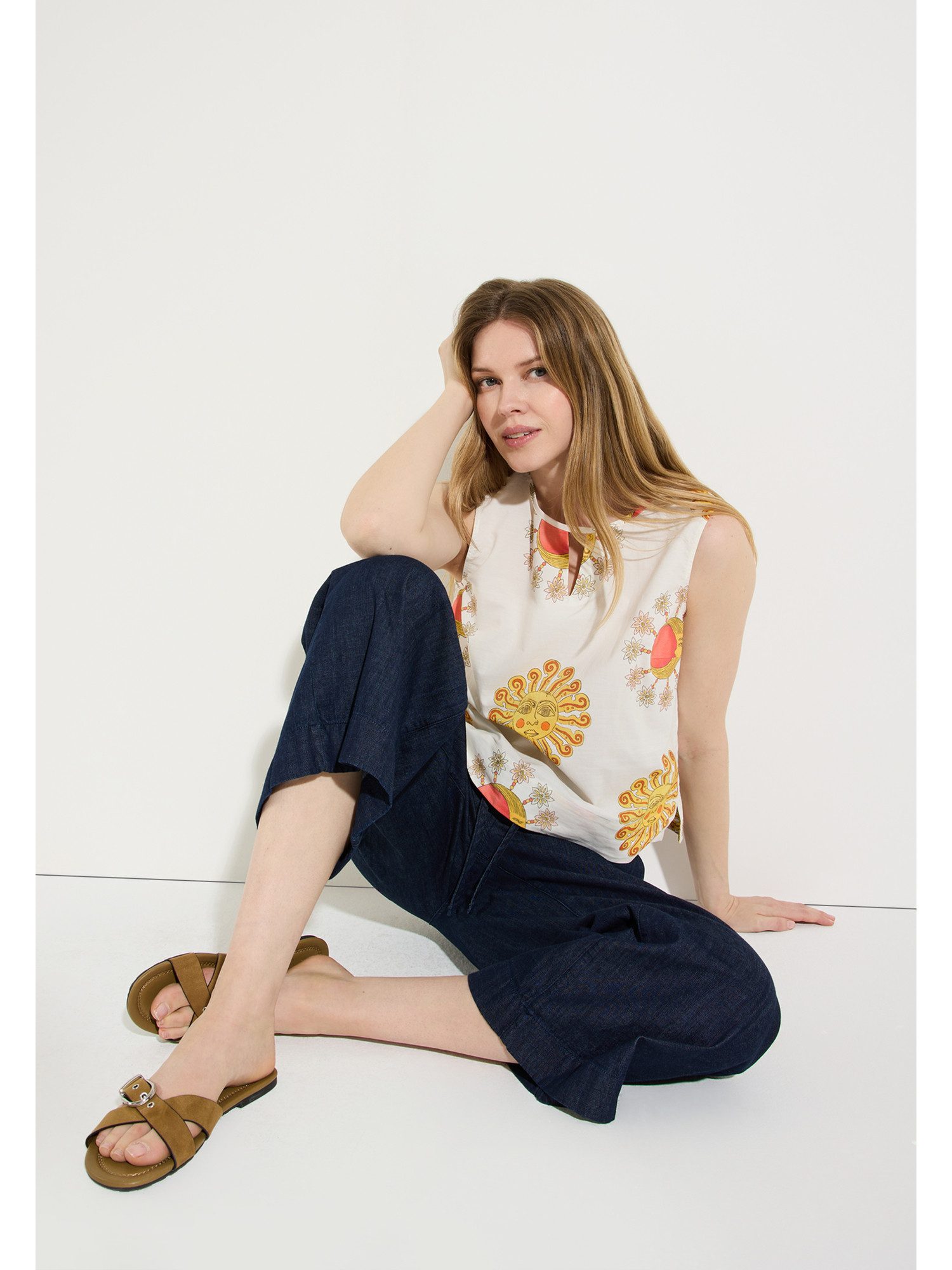 MORE&MORE Regular-fit-Jeans fließende, verkürzte Jeans-Schlupfhose