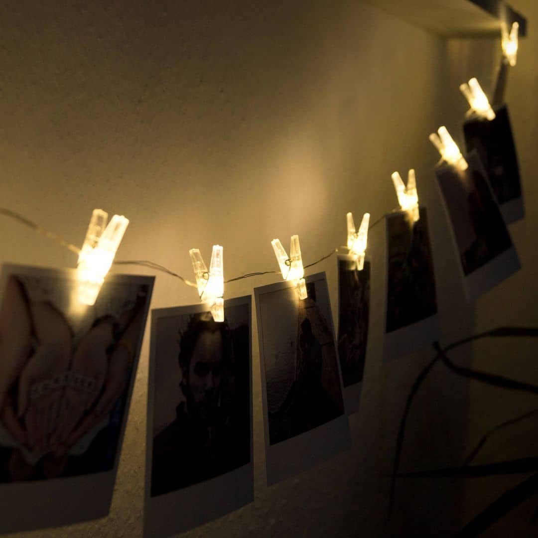 LED Wand Wanddekoobjekt Fotoklammern Schlafzimmer Wall Leuchtdeko Deko Art K&L Lichterkette, Lieblingsfotos Vintage