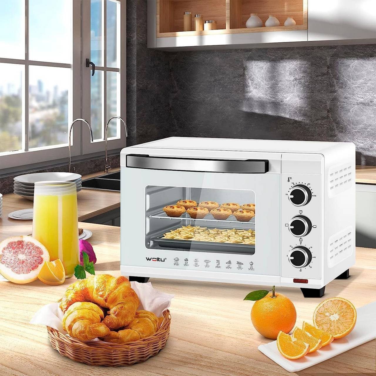 Woltu Minibackofen, Mini Backofen 21L,1280W,Timer 60 Min