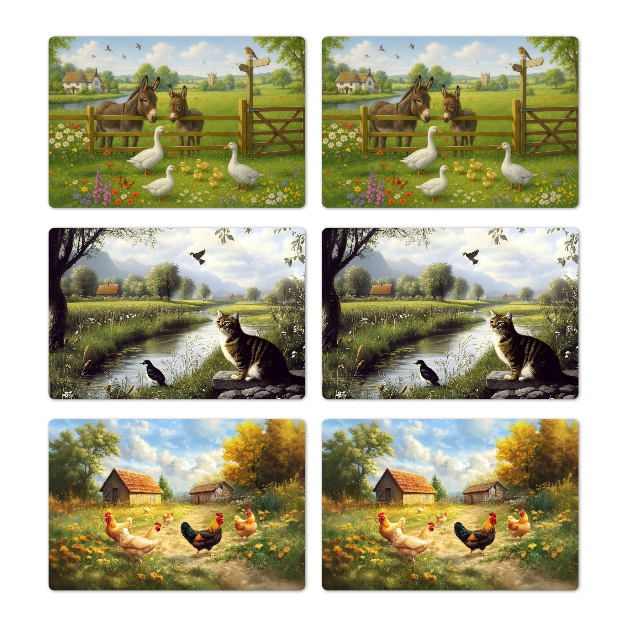 MuchoWow Platzset Nature's Charm - Ländlich - Tiere, (6-St), Platzsets, Tis günstig online kaufen