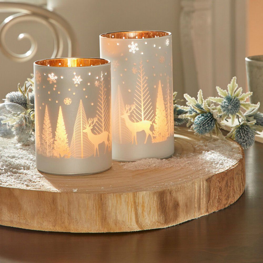 Home-trends24.de Windlicht Windlicht Kerzenhalter Winter Rentier Teelichtha günstig online kaufen