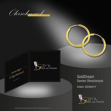 GoldDream Paar Creolen GoldDream Gold Ohrring Creolen 15mm (Creolen), Damen Creolen 333 Gelbgold - 8 Karat, Farbe: gold