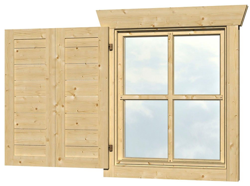Skanholz Fensterladen, für Einzelfenster 57,5x70,5cm aus der 28 und 45mm-Serie