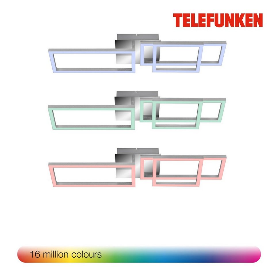 Telefunken LED Deckenleuchte 316408TF, Dimmfunktion, LED fest verbaut,  Farbwechsler, Kaltweiß, Neutralweiß, Tageslichtweiß, Warmweiß, Lampe Smart Wifi  RGB Beleuchtung + CCT Farbwechsel IOS Android