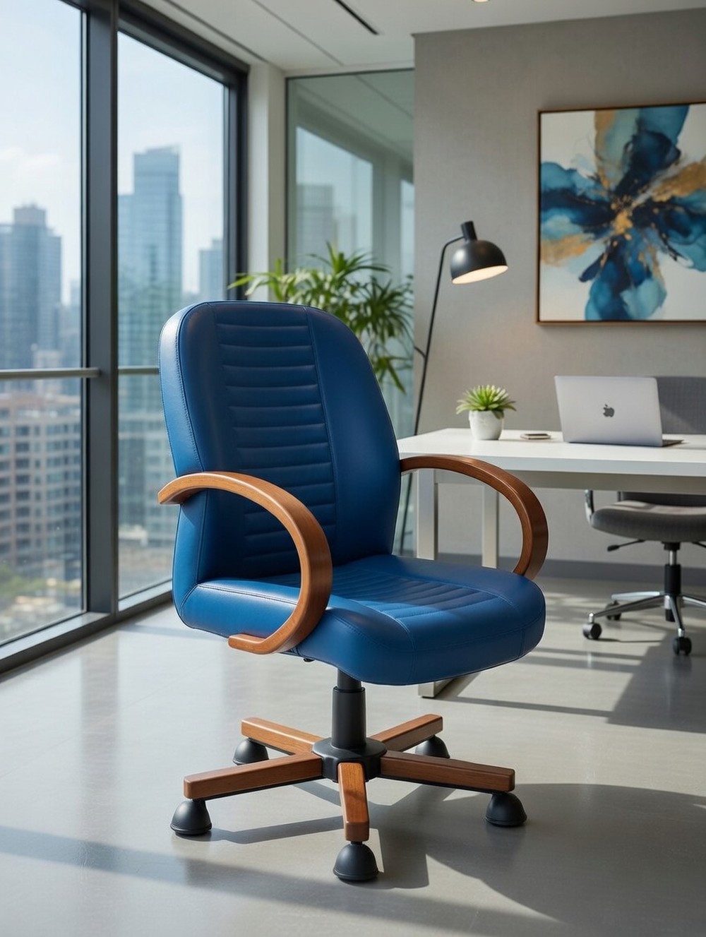 Xlmoebel Chefsessel Ergonomischer blauer Bürosessel für komfortables Arbeiten, Made in Europa
