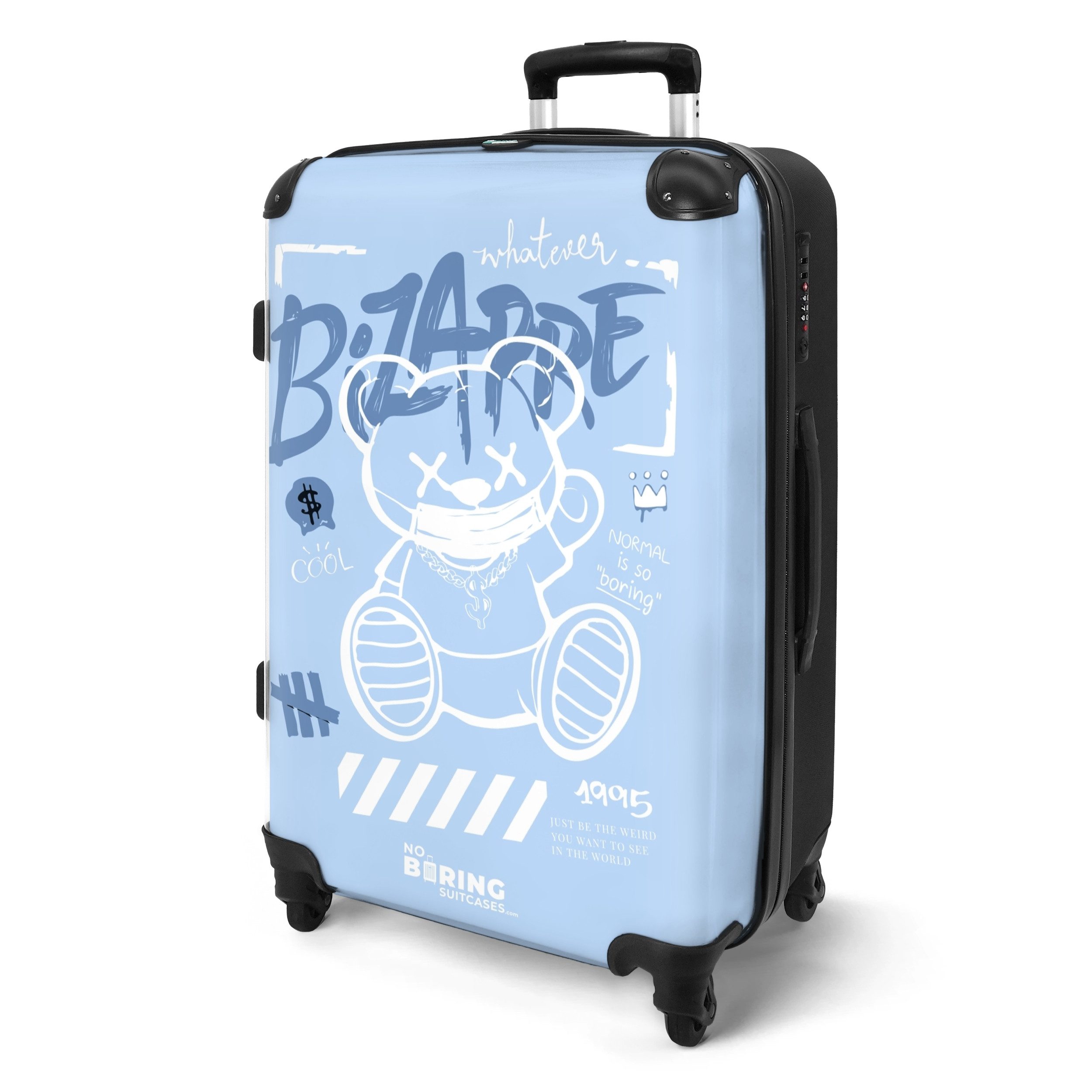 NoBoringSuitcases.com© Hartschalen-Trolley Street Art eines Teddybären günstig online kaufen