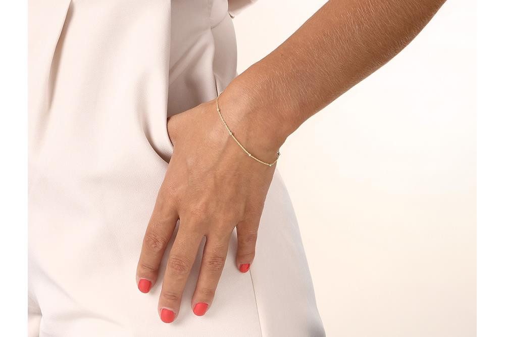 Silberkettenstore Goldarmband Erbsketten Armband mit Kugeln 1mm - 333 Gold günstig online kaufen