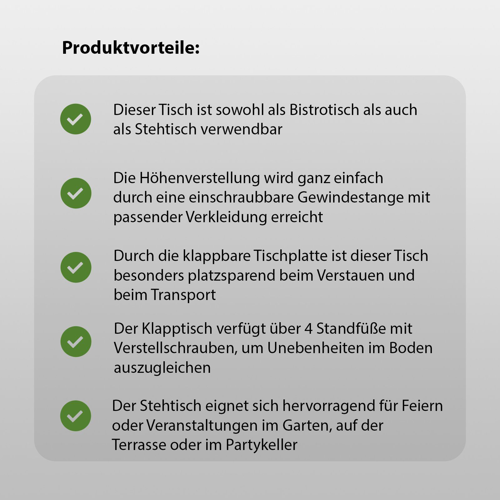 TRUTZHOLM Bistrotisch Stehtisch 2in1 höhenverstellbar 70/115cm Ø60cm Aluminium Bistrotisch (Produkt, 1-St., 1 Tisch), vielseitig – Bild 5 von 5