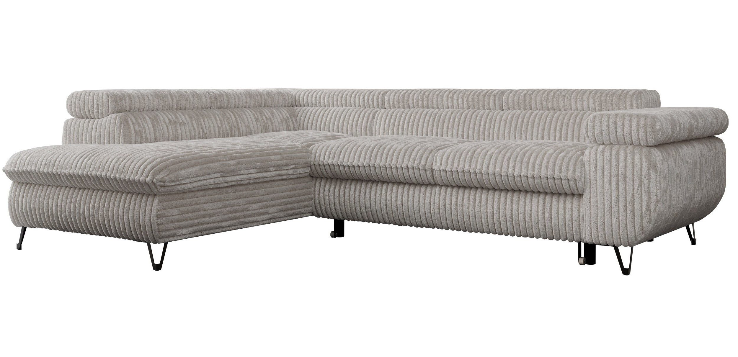 MKS MÖBEL Ecksofa PETER L, Set, Ecksofa L-form, HR35-Schaum, Wellenfederkern, Bettfunktion, Einstellbare Kopfstützen, Bettkasten