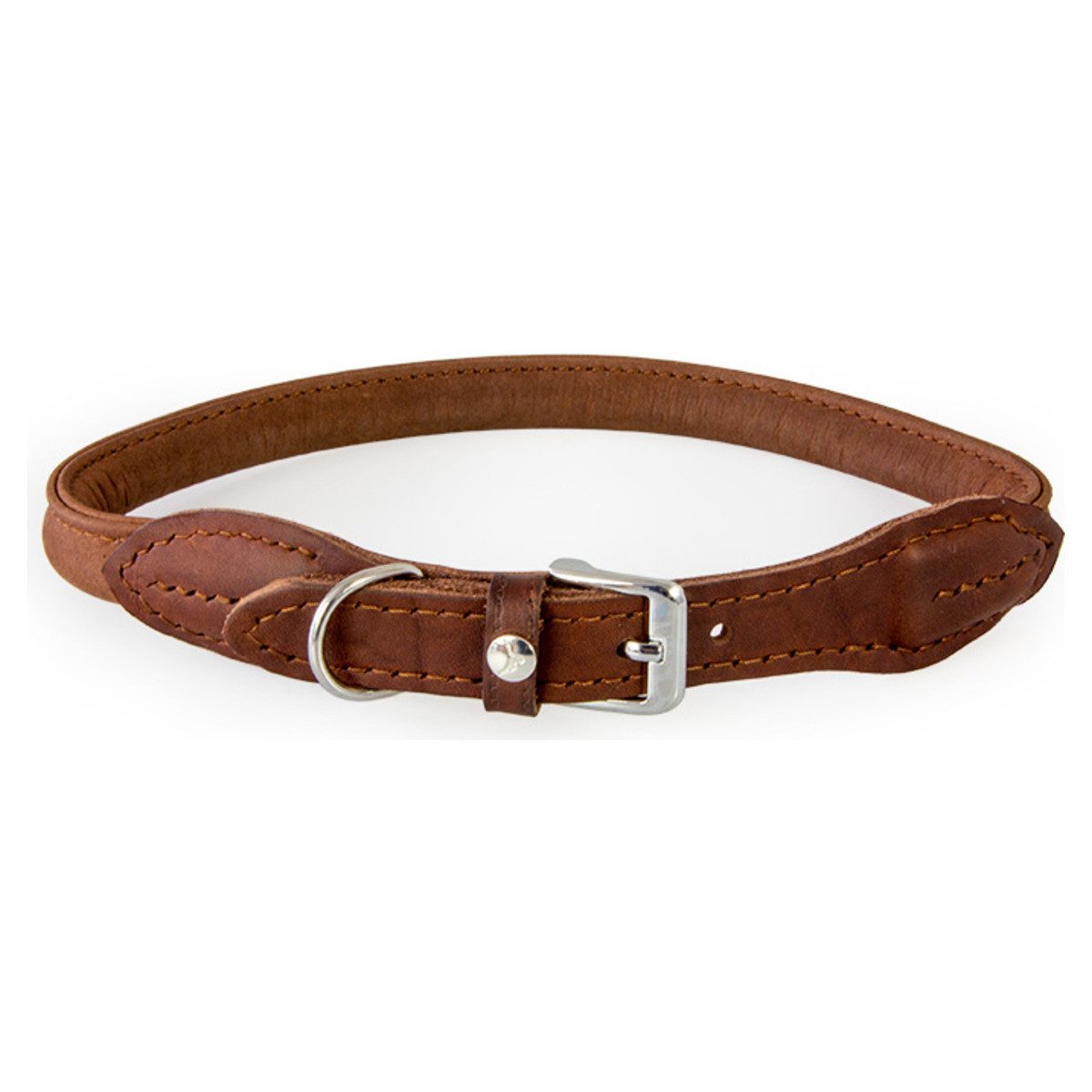 Das Lederband Hunde-Halsband Hundehalsband rundgenäht Dublin Mocca