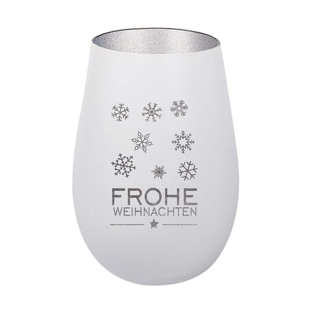 Der Porzellan-Laden Windlicht Windlicht Frohe Weihnachten Schneeflocken