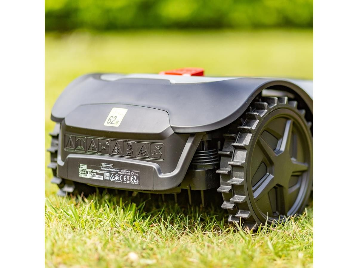 Scheppach robotic lawnmower RLM500W, for lawns up to 500 m², includes 9 cutting blades, cutting height adjustment 20–60 mm, low noise