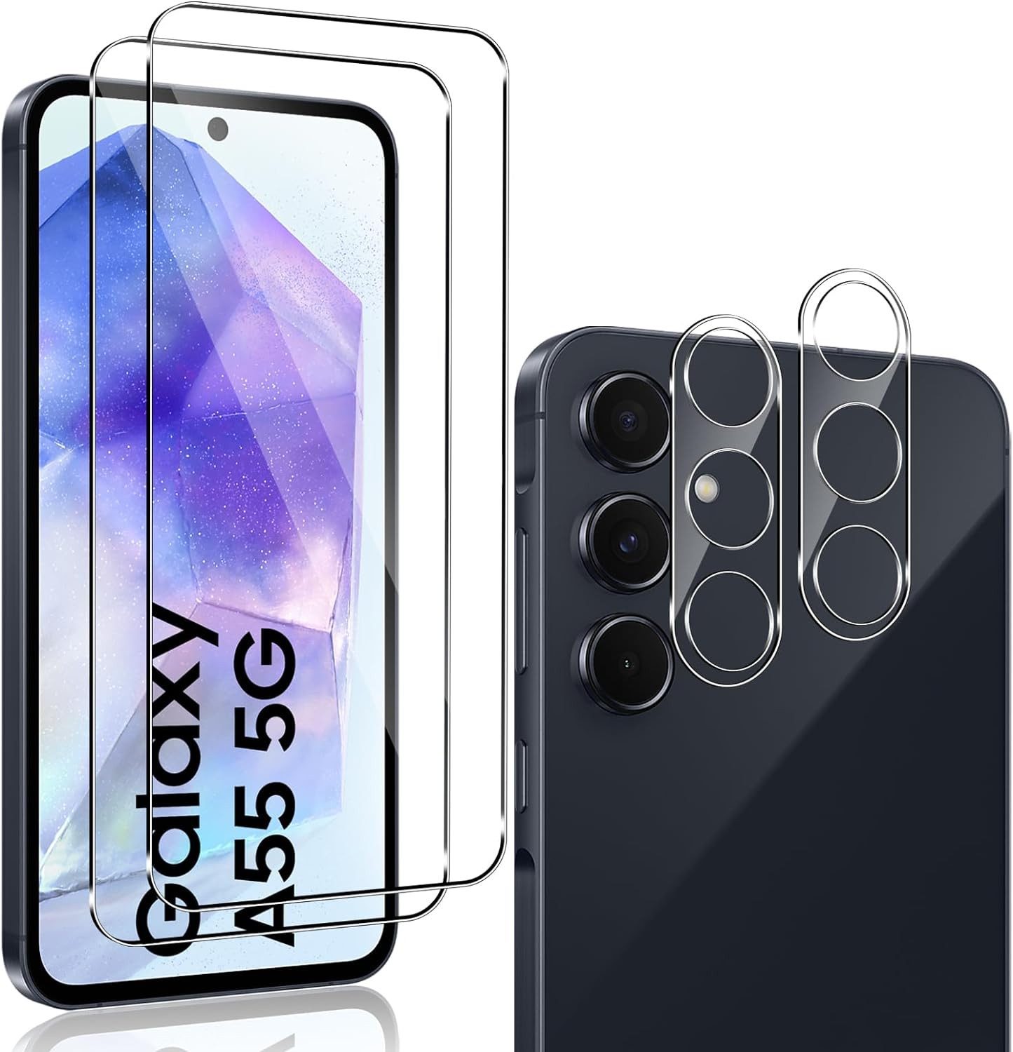 Displayschutzglas 2X Schutzglas (Display + Kamera) für Samsung Galaxy A55 5G
